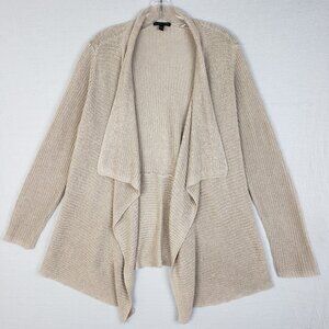EILEEN FISHER Organic Linen Cardigan Longline Draped Loose Neutral Lagenlook M